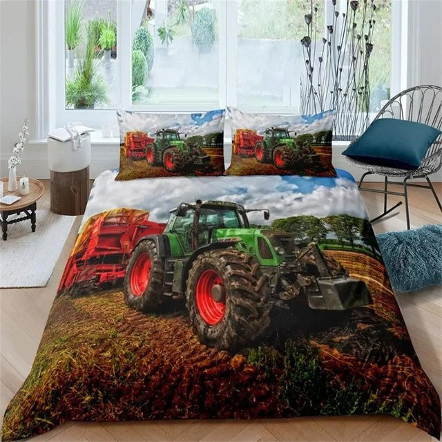 Wucifang Bags Bettwäsche-Set Retro Traktor mit 3D-Druck, Mehrfarbig, B/H: 135 x 200 cm - Bild 1