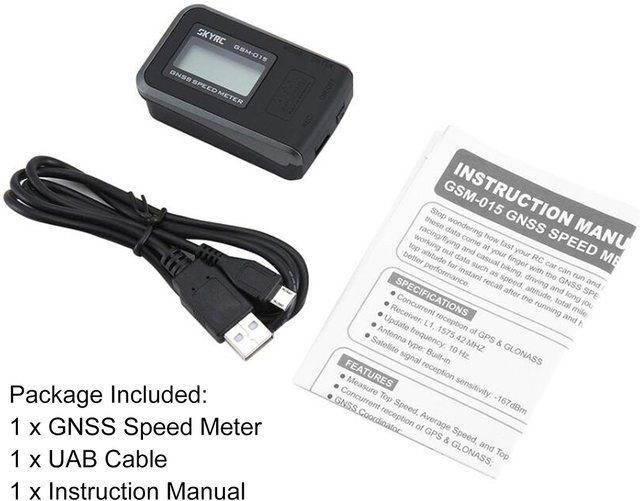 SkyRC GSM-015 GPS GNSS Geschwindigkeitsmesser und Höhenmesser für RC Auto, Flugzeug und Quadcopter in Schwarz - Bild 1