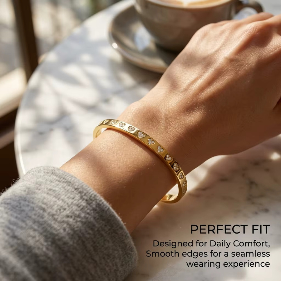 JP One Armreif Edelstahl, Gold, Zirkonia, Damen - Bild 2