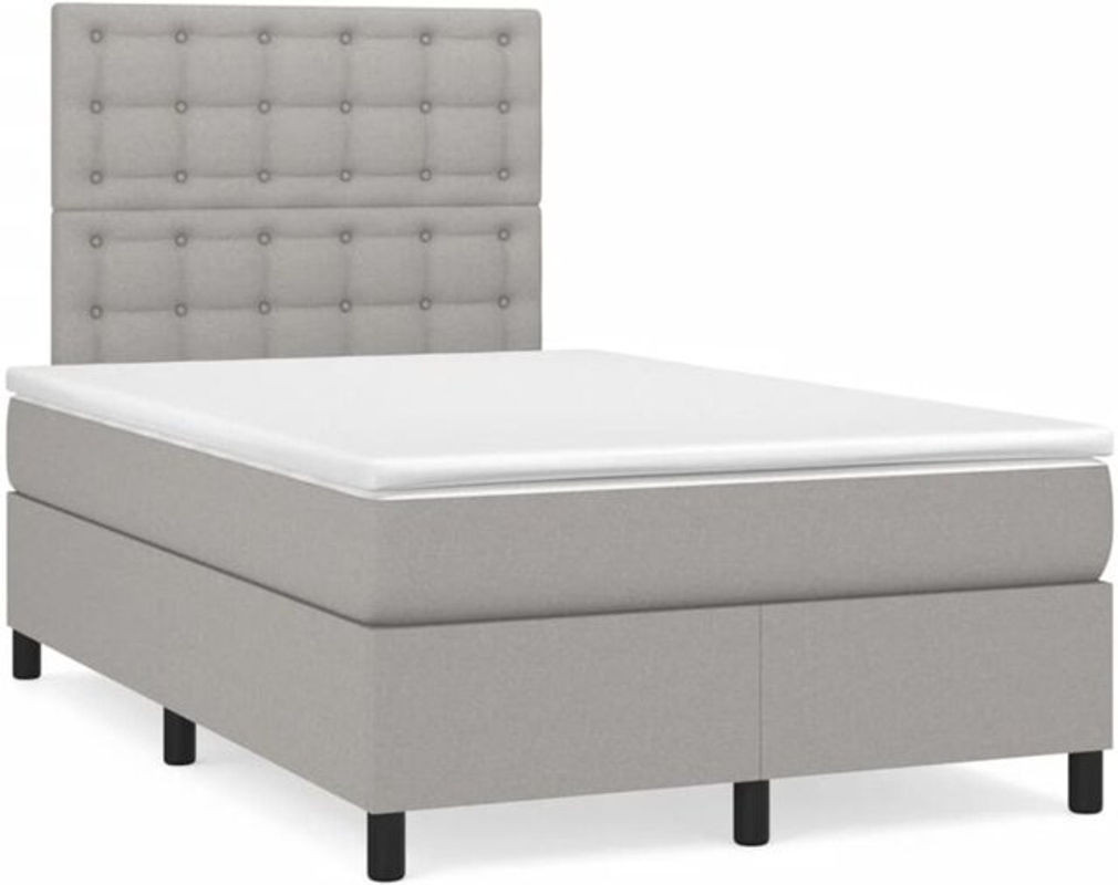 vidaxl Boxspringbett mit Matratze in Grau und Weiß aus Stoff, B/T: 190 x 120 cm - Bild 1