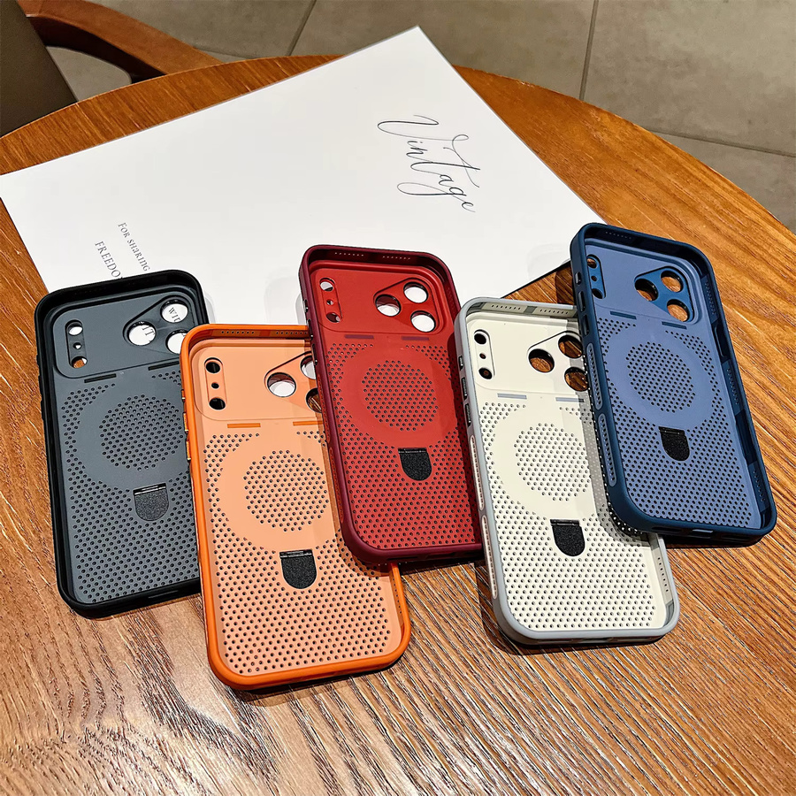 RPKKS Wärmeableitende Kühlmaschenhülle für iPhone 17 16 15 14 Plus 13 12 Pro Max mit MagSafe-Ständer und stoßfester Rückseite in Blau und Multicolour - Bild 4