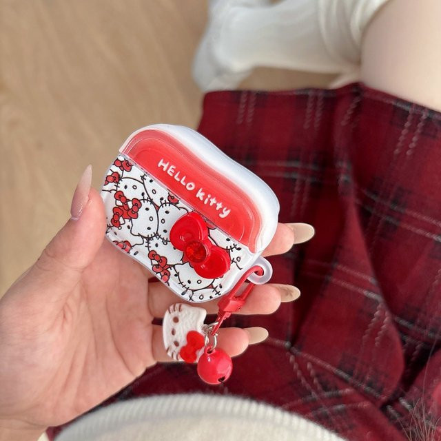 Sanrio Hello Kitty Glockenanhänger Schutzhülle für Apple AirPods 1 2 3 4 Pro 2 Pro 3 Bluetooth-Kopfhörer - Bild 1