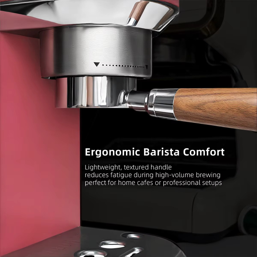 3Ears Bodenloser Kaffee-Siebträger mit Holzgriff in Braun, kompatibel mit Delonghi ECP Serie ECO / EM Serie, 51mm - Bild 4