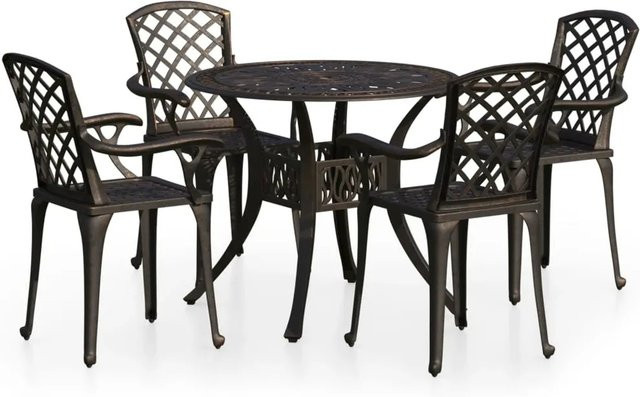 vidaXL 5-tlg Bistro-Set aus Aluminiumguss in Braun Modell 5 - Bild 1
