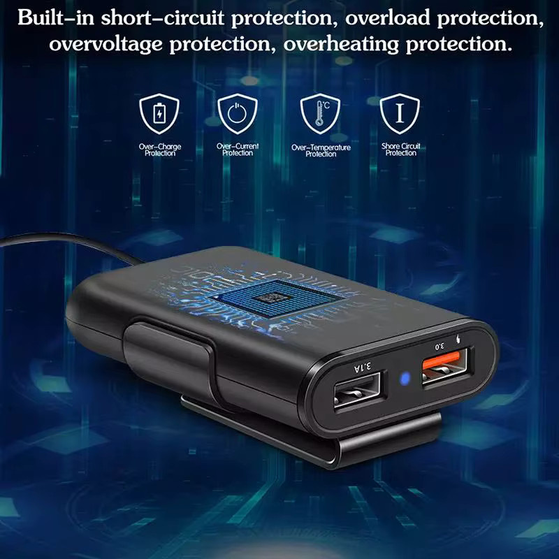 Maerknon 36W USB-Autoladegerät mit Schnellladung und QC 3.0 für Rücksitze, Schwarz - Bild 4