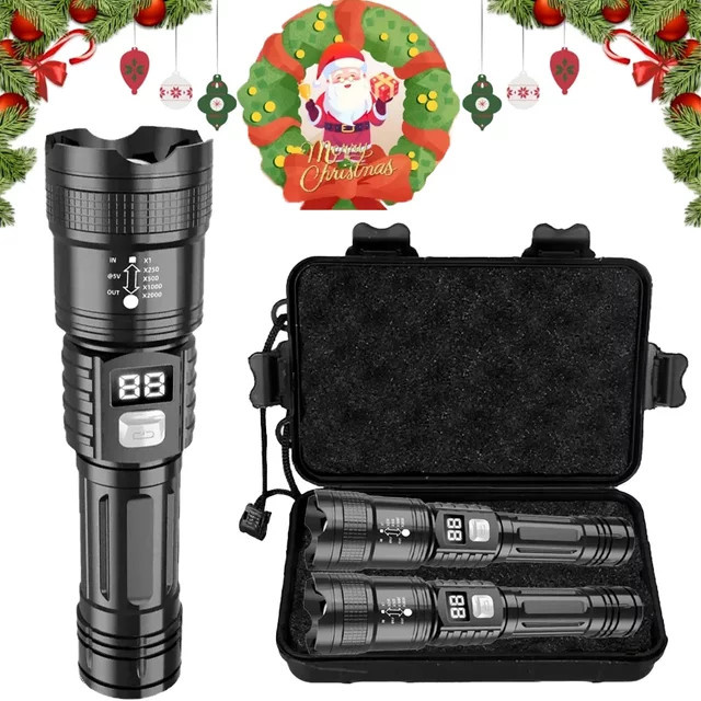 Wiederaufladbare LED-Taschenlampe in Schwarz mit USB-Anschluss für Notfälle und Camping - Bild 1