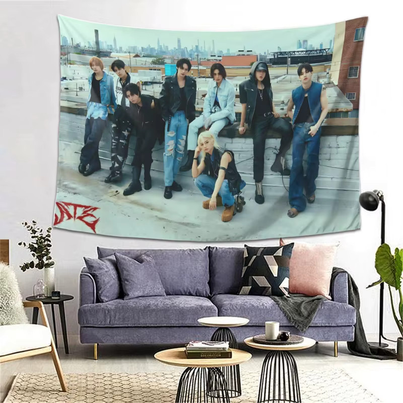 VIKAMA Stray Kids ATE K-Pop Wandteppich Wanddekoration für dein Fan-Zimmer, Mehrfarbig, Breite: 60 cm, Höhe: 40 cm - Bild 2