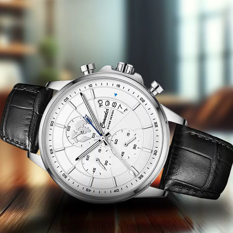 CAROTIF Armbanduhr, Quarz, Edelstahl, Silber, Leder, Herren - Bild 2