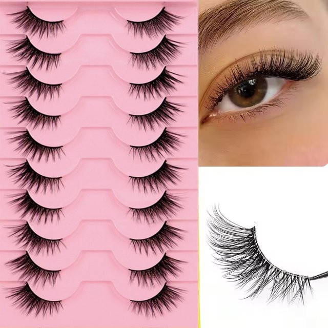 GIOIO Halbe Wimpern, Wispy-Katzenwimpern, 10 Paar, Black, 10 mm - Bild 1