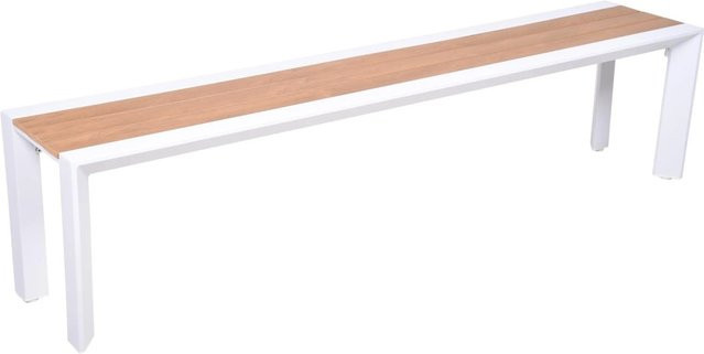 DELUKE Gartenbank KASPER wetterfeste Sitzbank aus Aluminium und Kunststoff in Weiß, B: 180 cm, T: 44 cm, H: 36 cm - Bild 1