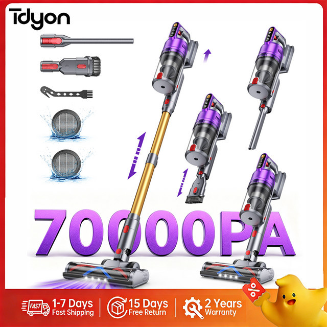 Tdyon Nova Akku Staubsauger mit 680W Saugkraft, 70000PA, kabellos, multicolor, mit herausnehmbarem Akku und Wandhalterung - Bild 1