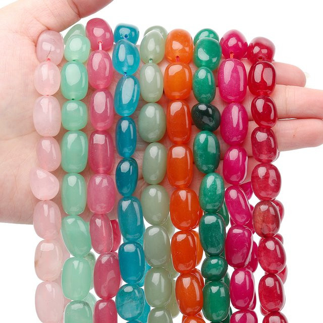 xilitata Chalcedon Perlen, Naturstein, Mehrfarbig, 18x12mm, Unisex - Bild 1