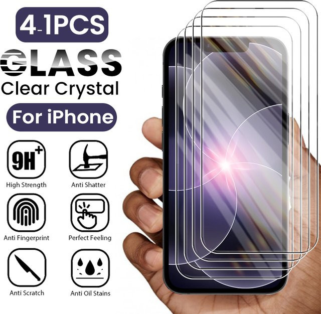 4er-Set Displayschutzfolie aus gehärtetem Glas für Apple iPhone 17e, transparent, HD 9H, kratzfest und case-freundlich - Bild 1