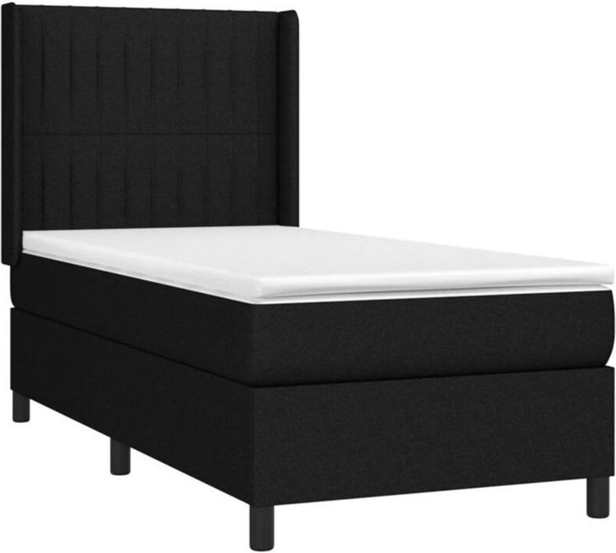 Vidaxl Boxspringbett mit Matratze in Schwarz aus Stoff, B/T: 90 x 190 cm - Bild 1