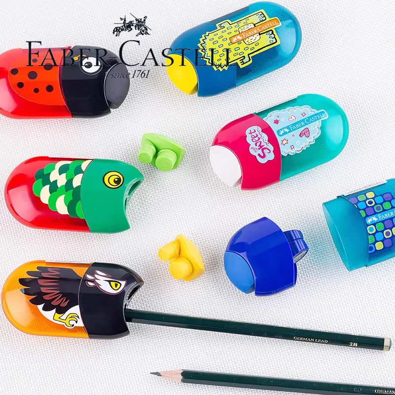 Faber Castell Bleistiftspitzer mit zwei Löchern und Radiergummi in Multicolor - Bild 1