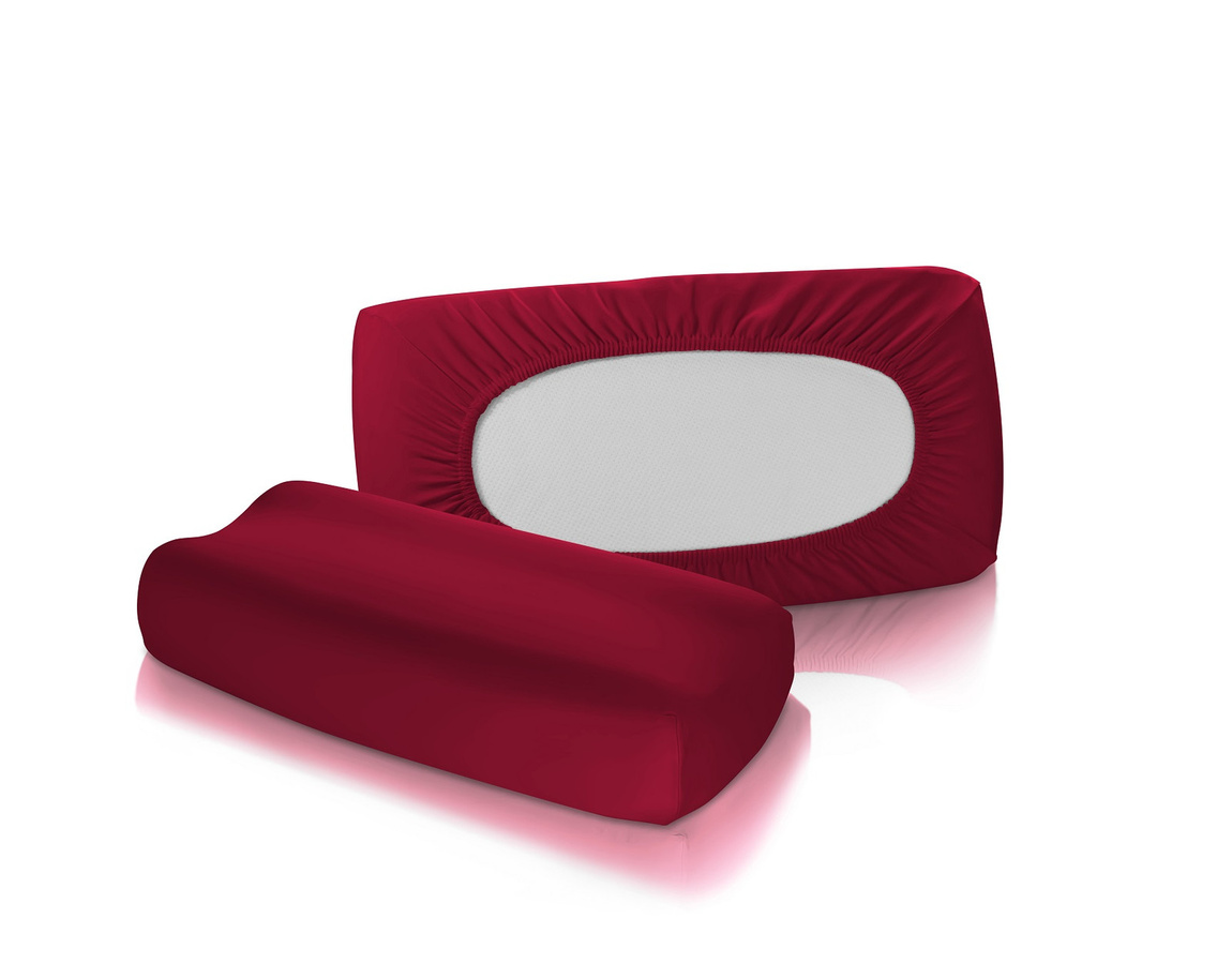 2er Set Fleuresse Jersey Spannbezüge für Nackenstützkissen Vital Comfort in Bordeaux Rot - Bild 1