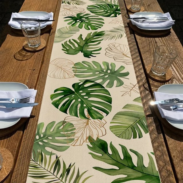 VIKAMA Tischläufer Tropisches Palmblatt Design für Luau- und Sommerpartys, Rechteckig, B/T: 90 x 33 cm - Bild 1