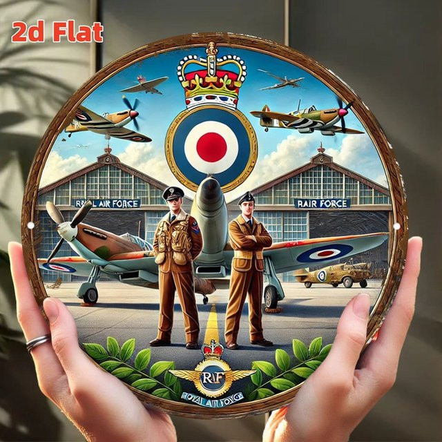 HELLOYOUNG 2D Flat Royal Air Force (RAF) Honor Badge Wanddekor aus Metall, Mehrfarbig, Durchmesser: 20 cm - Bild 1