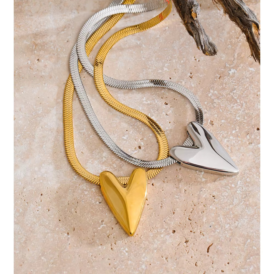 Yhpup Halskette mit Herz Anhänger, Edelstahl, Gold - Bild 2