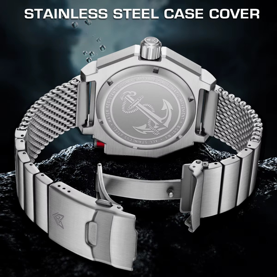 FeelNever Armbanduhr, Automatik, Edelstahl, Silber, Blau, Herren - Bild 5