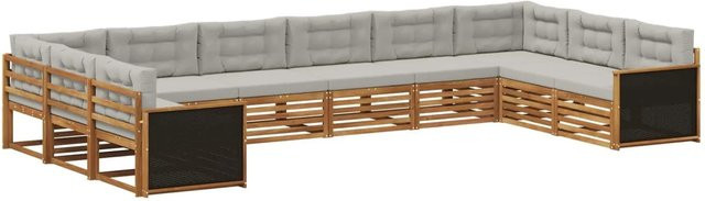vidaXL Sofagarnitur aus Massivholz Akazie mit 10 Kissen im modernen Latten-Design - Bild 1