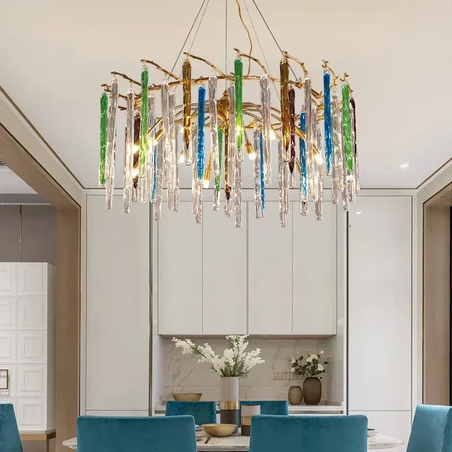 JIANKEXING Designer Kronleuchter aus Kristall und Metall in Bunt und Gold/Messing für Wohnzimmer und Schlafzimmer - Bild 1