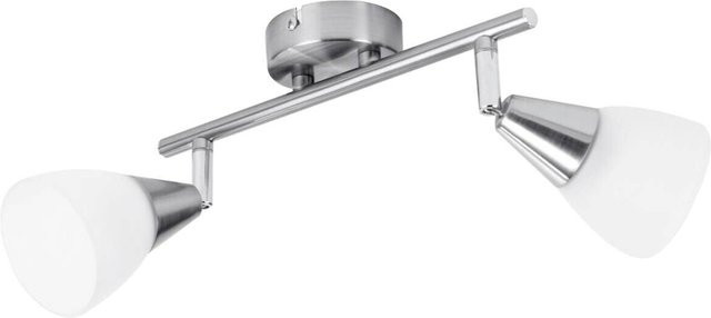 Pocoline Spot Tadea 2-flg. Deckenleuchte aus Metall und Glas in Weiß und Nickel Matt, B/H/L: 8,5 x 20 x 30 cm, E14, 2 Leuchtmittel - Bild 1
