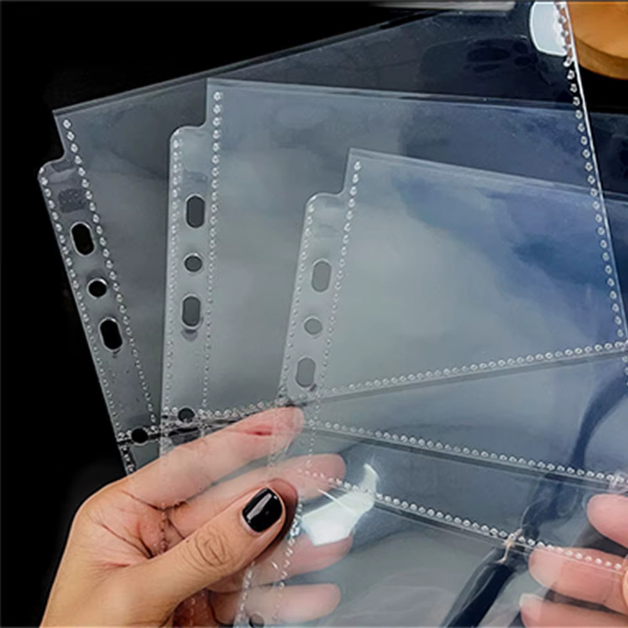 Findohope 10 Stück transparente Fotoalbum Nachfüllseiten im A5 Format für 3/7-Ring Binder mit 1/2/4/6 Taschen zur Aufbewahrung von Fotokarten und Kpop Album Karten - Bild 3