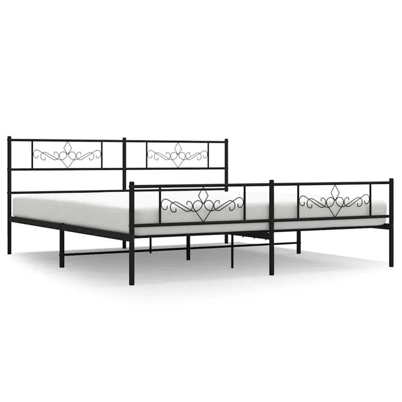 Vidaxl Metall-Bettgestell mit Kopfteil und Fußteil in Schwarz, B: 193 cm, T: 203 cm - Bild 2