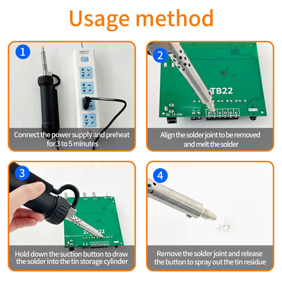 Aideepen Elektrische Vakuum-Lötpumpe zur Lötzinnentfernung für Motherboard-Reparaturen, Schwarz - Bild 5