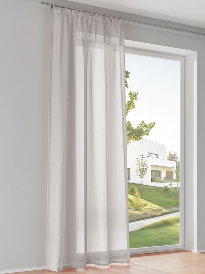 Dekostore Stoffpaneel aus Polyester, semi-transparent, Grau-Weiß, B: 225 cm, H: 140 cm - Bild 1