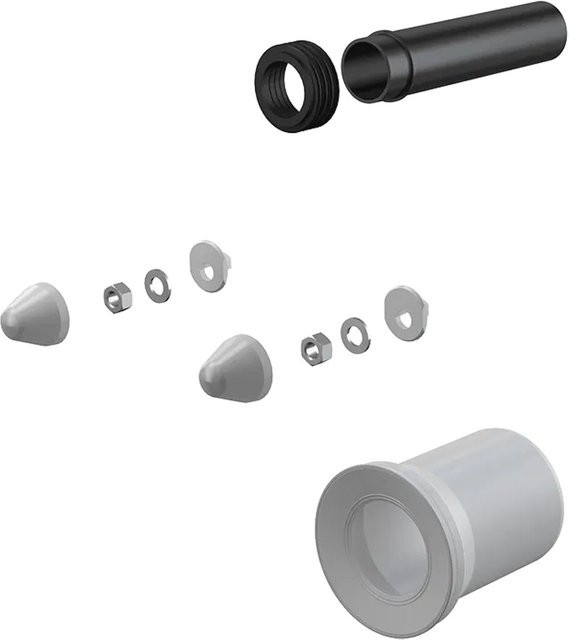 Alcadrain WC-Zubehör Set für wandhängende WCs, DN110, 200 mm, Weiß - Bild 1
