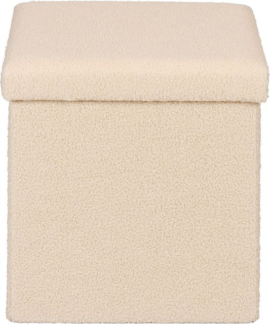 LIVARNO Sitzhocker klappbar in Beige mit abnehmbarem Bouclé-Bezug - Bild 1
