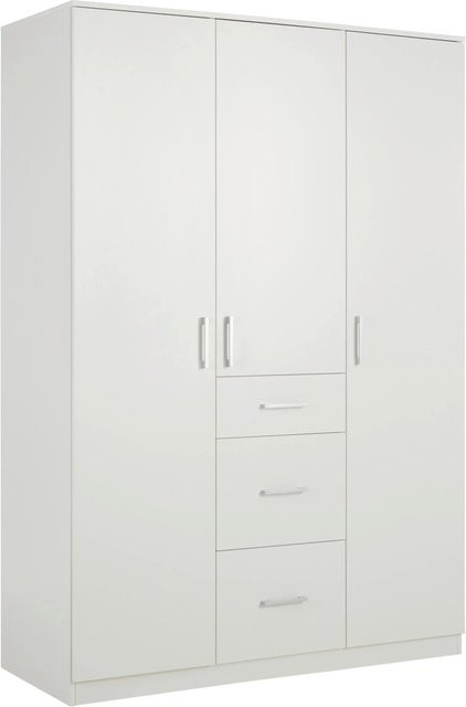 Drehtürenschrank Lasse von Mömax in Weiß und Grau mit integrierten Schubladen, B/T/H: 135 x 55 x 196,5 cm - Bild 1