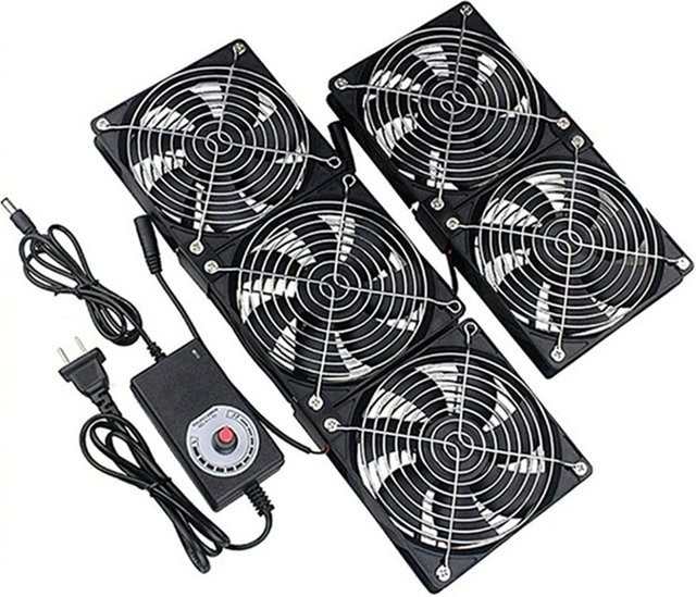 NOCCLILI Abluft- und Kühlventilator mit Controller, Schwarz, 12 cm, 3000 U/min, 3 V bis 12 V für PC Chassis, Workstation, Server und Radiator - Bild 1