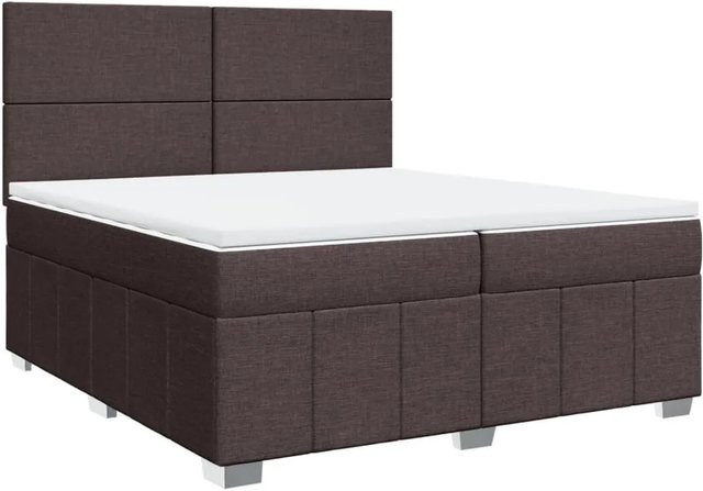 vidaXL Boxspringbett Dunkelbraun mit Matratze und USB-Ladeport sowie Unterbettbeleuchtung B/T: 200 x 200 cm - Bild 1