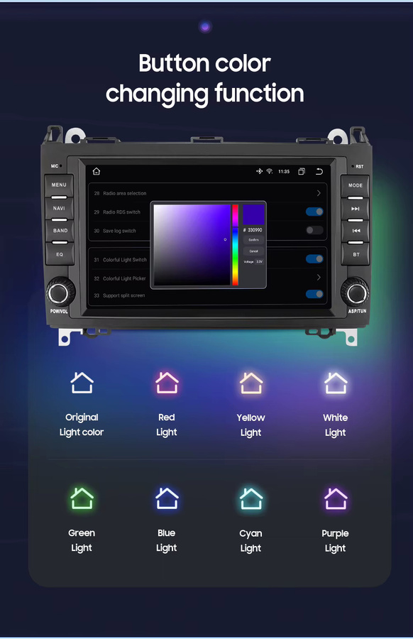 Hizpo 8 Zoll Carplay Android Auto Radio für Mercedes Sprinter Benz B200 Vito W639 Viano B Klasse W169 W245 W209 Multimedia 2Din in Schwarz mit Bluetooth - Bild 6