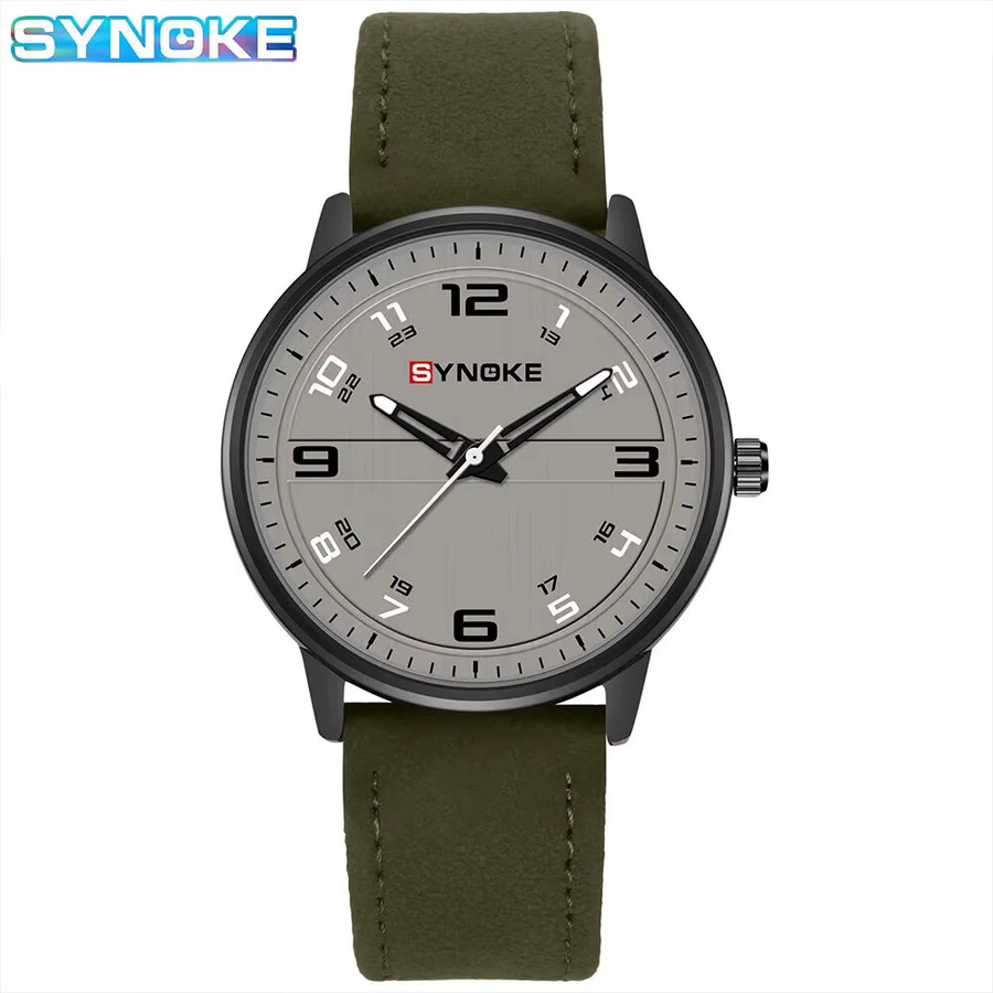Synoke Armbanduhr, Quarz, Leder, Silber, Herren - Bild 3