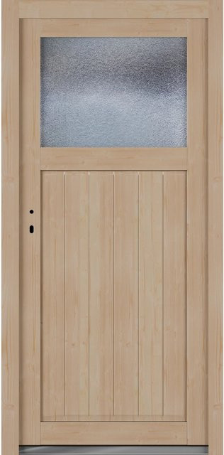 Roro Nebeneingangstür OHE 1002 aus Fichte mit Glaseinsatz, Farbe Braun/Beige, B/H: 98 x 198 cm, DIN L, nach außen öffnend - Bild 1