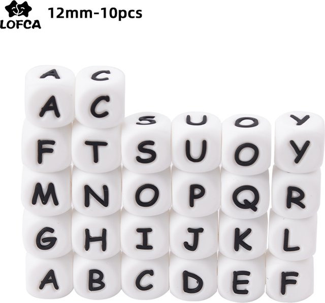 LOFCA Silikon-Buchstaben-Perlen, 12 mm, Unisex - Bild 1