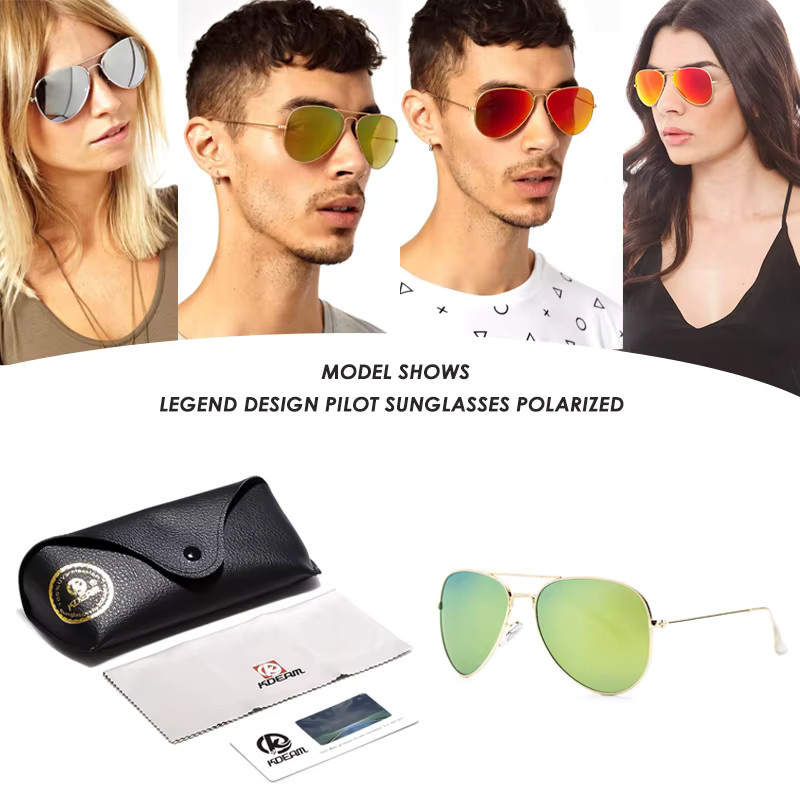 KDEAM Air Force Pilot Sonnenbrille, Vollrand, Metall, Herren, aviator - Bild 3