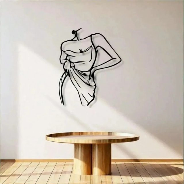 CIFBUY Moderne Metall-Wandkunst Frauensilhouette in Schwarz als abstrakte Eisenskulptur - Bild 1