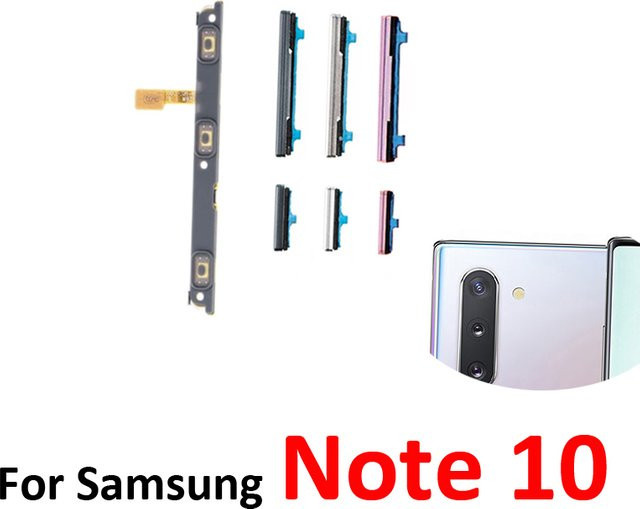 Samsung Galaxy Note 10 N970 N970F Ersatzteil Set für Power- und Lautstärketasten mit internem Flexkabel in Schwarz - Bild 1