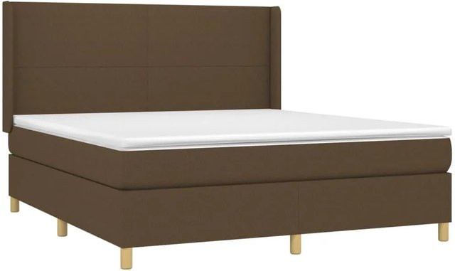 vidaXL Boxspringbett Hybrid mit Matratze und Taschenfederkern, Dunkelbraun und Weiß, B/T/H: 160 x 200 x 128 cm - Bild 1