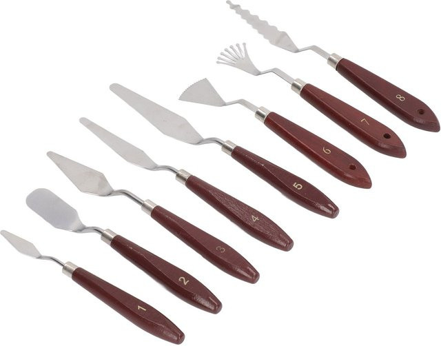 Igeteck Malmesser-Set aus Edelstahl mit 8 Stück, Palettenmesser und Schaber in Weiß und Silber - Bild 1