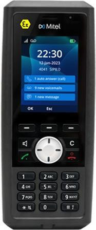 Mitel 742d DECT Mobilteil in Schwarz mit Bluetooth 5.0 und IP65 Schutzklasse, ATEX-zertifiziert - Bild 1
