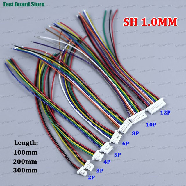 JST SH1.0 Kabelsteckverbinder Set mit 1,0mm Rasterabstand und 28AWG Kabel in verschiedenen Pin-Konfigurationen und Farben - Bild 1