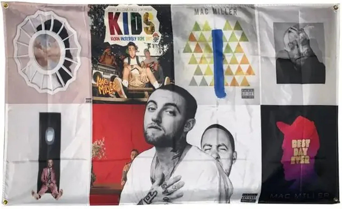 VIKAMA Mac Miller Musik-Album-Collage Wandteppich aus Textil, mehrfarbig, B/H: 60 x 40 cm - Bild 1