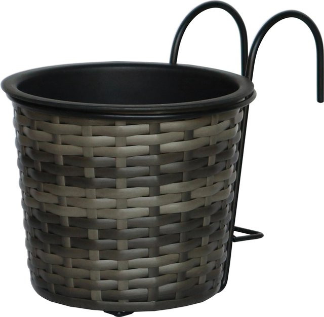 Balkontopf aus Polyrattan in Anthrazit-Grau, B/T/H: 19 x 19 x 22 cm - Bild 1