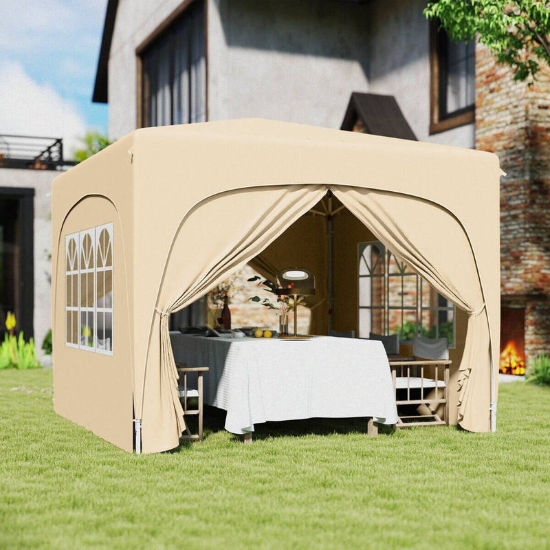 Outsunny Pavillon aus Metall in Sand mit Fenster, B/H/L: 300 x 273 x 300 cm - Bild 5